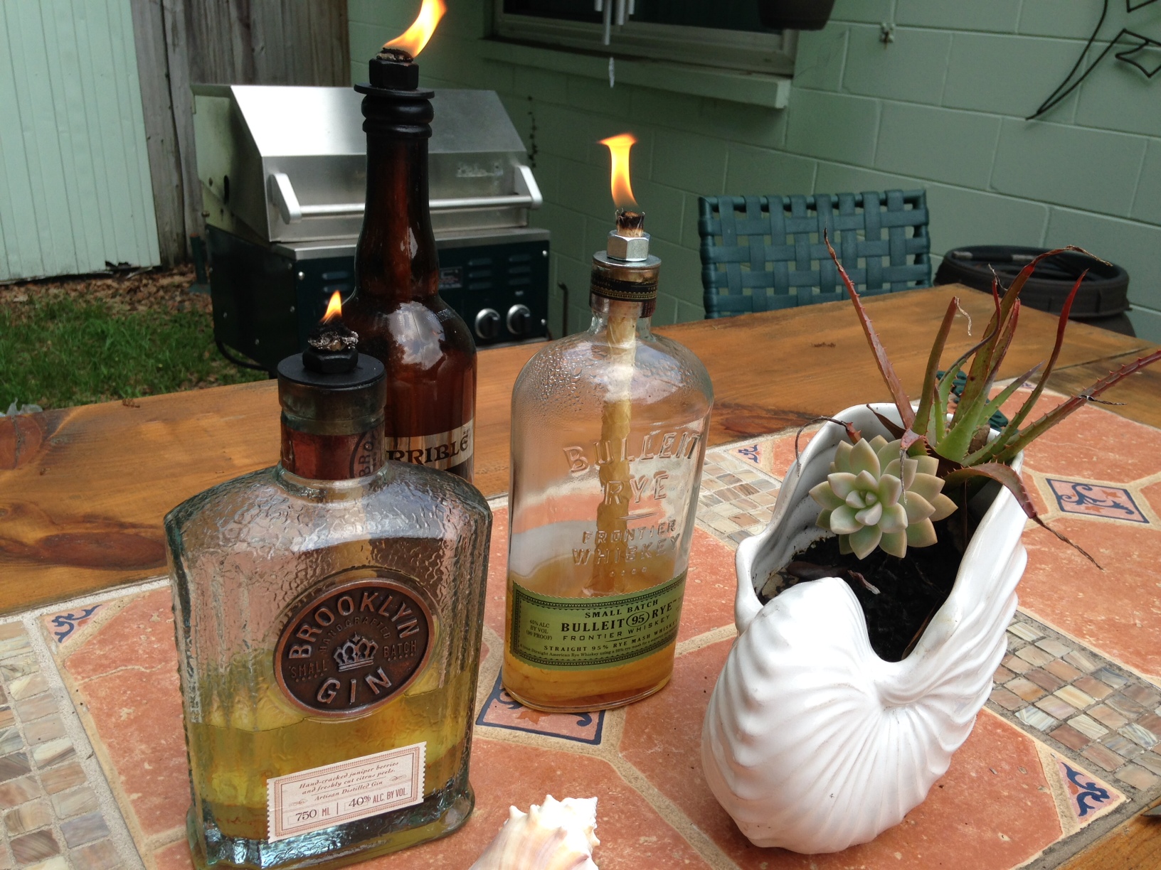 Tiki torches made from bottles