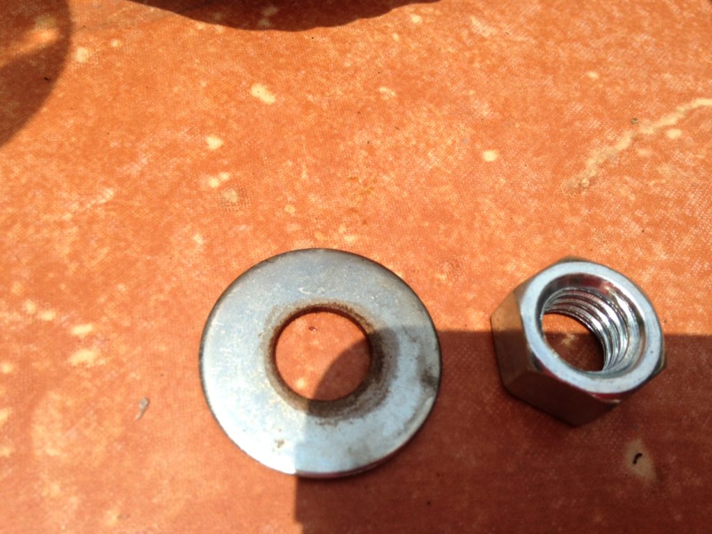 Materials needed washer and a nut.