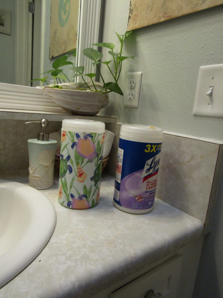 Before and after decorated disinfectant can. 