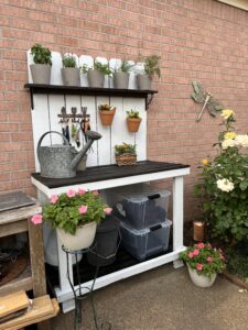Refreshing a potting bench. 